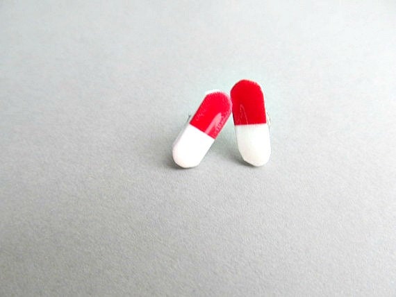 Nurse Red And White Happy Pills Stud Earrings Etsy