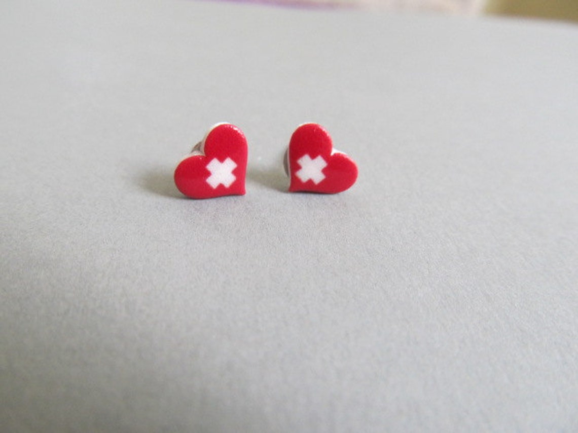 Nurse Heart Cross Stud Earrings Nursing Accessories RN CNA Etsy