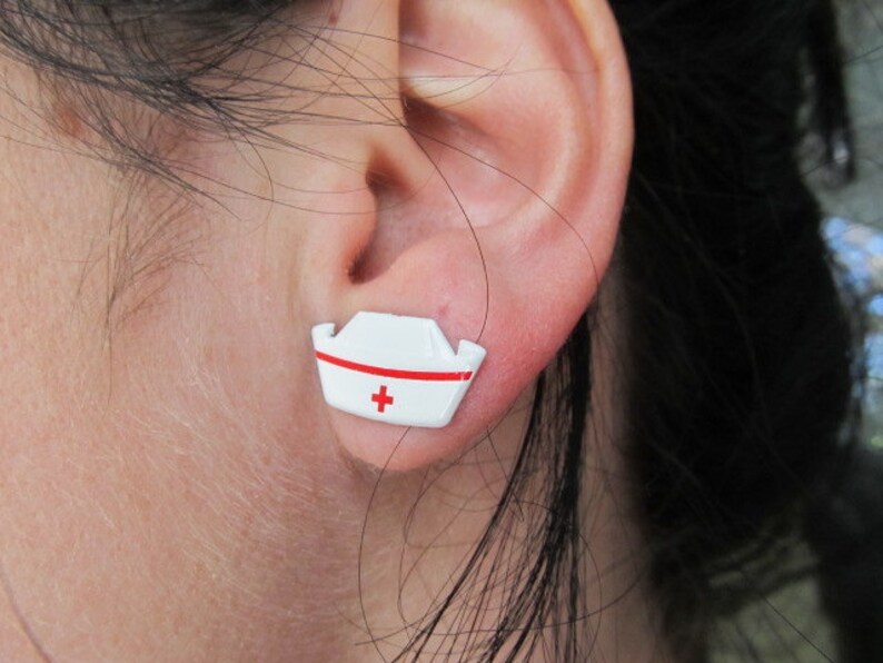 50's Nurse Hat Stud Earrings nurses RN Medical WW2 Etsy