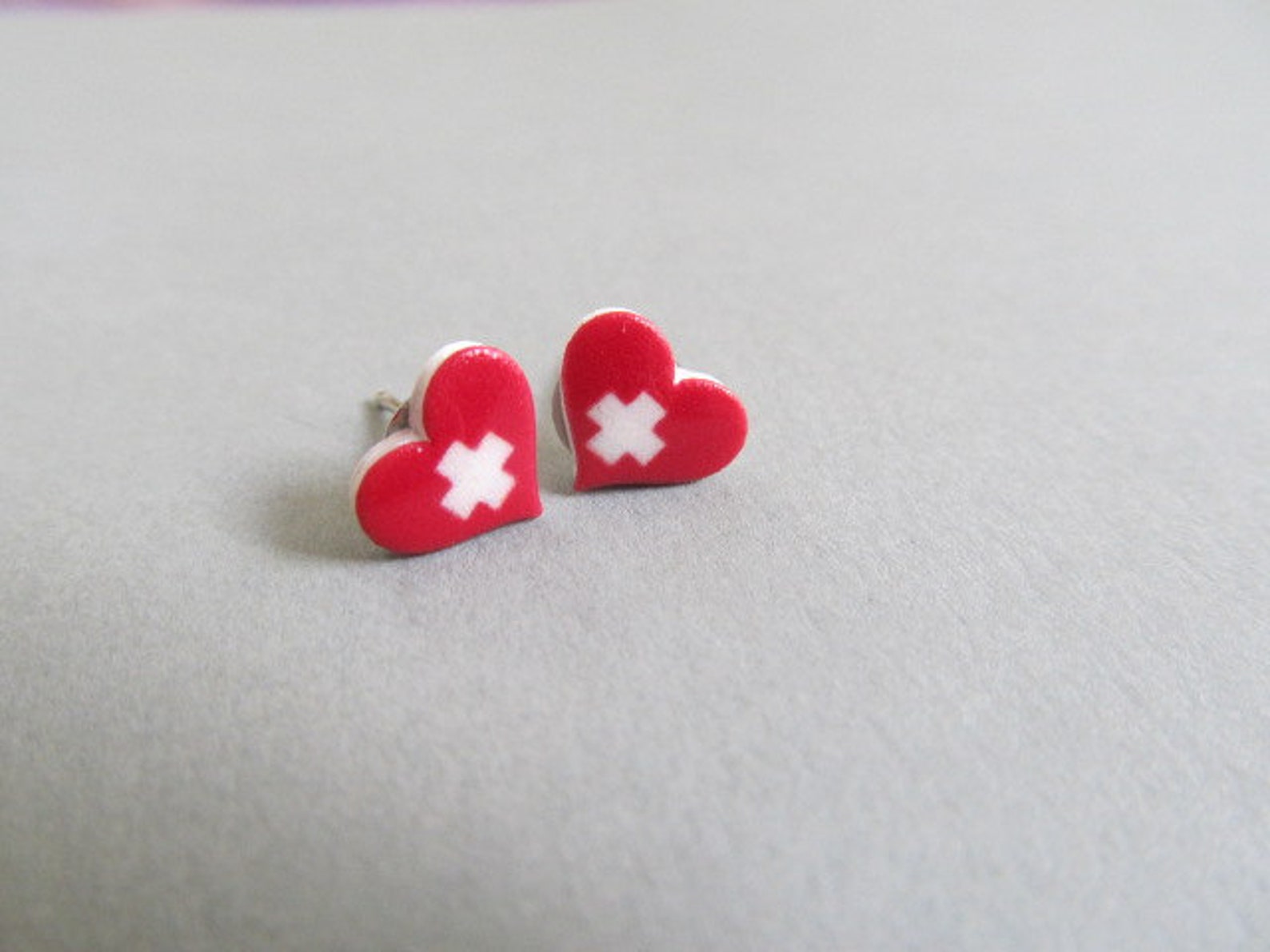 Nurse Heart Cross Stud Earrings Nursing Accessories RN CNA Etsy