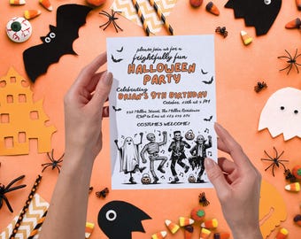 Costume Halloween Party Invitation Teens 9th Birthday Party Invites Halloween Birthday Invite Kid Halloween Party Invitation