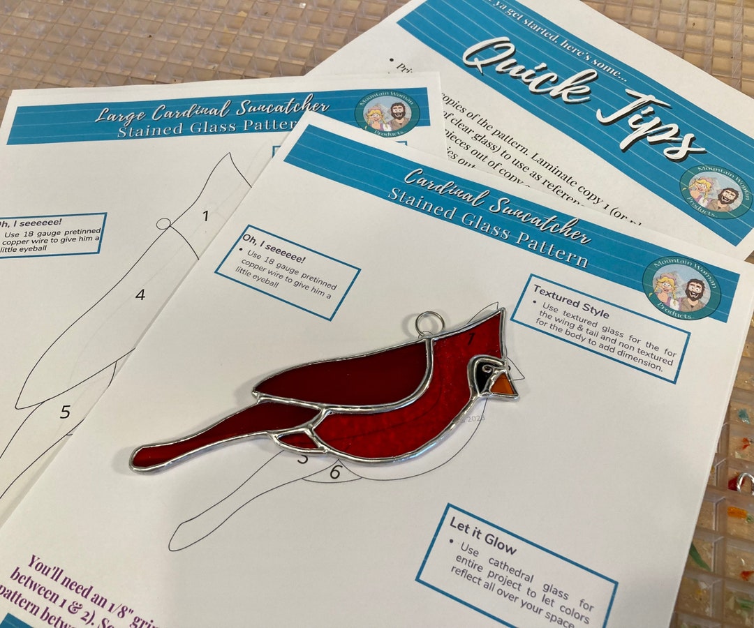 Stained Glass Cardinal Pattern Printable PDF Download for Hobby Use - Etsy
