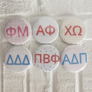 Greek Letter Sorority Game Day Buttons (3”)