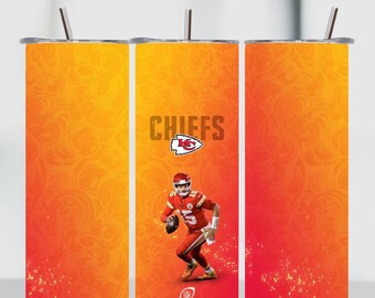 Football Tumbler Wrap Design - Chief Inspired Mascot - 20oz skinny Tumbler Sports Design PNG - Digital Download