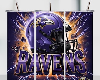 RavenStyle Football Tumbler Wrap PNG | 20oz Skinny Sublimation | Sports Fan Digital Download