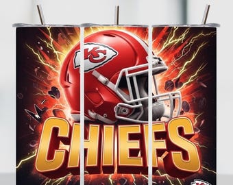 Chief Style Football Tumbler Wrap PNG | 20oz SkinnyTumbler Sublimation | Sports Fan Digital Download