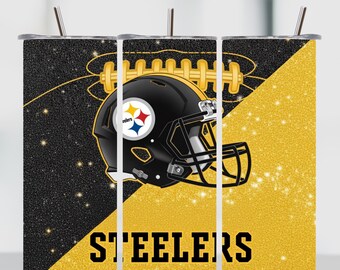 Steeler Style Football Tumbler Wrap PNG | 20oz Skinny Sublimation | Sports Fan Digital Download