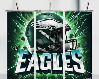 Eagle Style Football Tumbler Wrap PNG | 20oz Skinny Sublimation | Sports Fan Digital Download