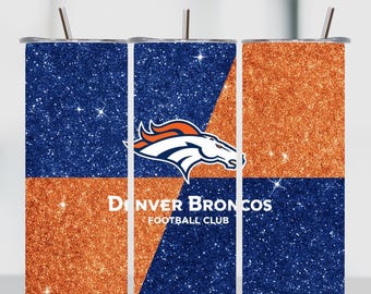 Bronco Style Football Tumbler Wrap PNG | 20oz Skinny Sublimation | Sports Fan Digital Download