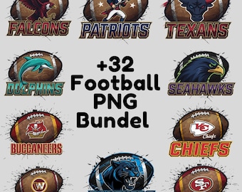 32+ Bundle Football Team Mascot PNG, Football Team PNG, Sport Fan Gift Png, American Football Png,  Football Champions