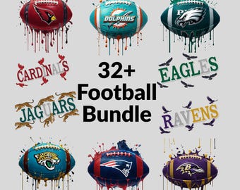 32 Football Team Mascot PNG Bundle | Sports Mascot Clipart Pack | Sublimation Digital Download