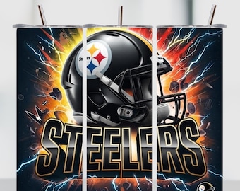 Steeler Style Football Tumbler Wrap PNG | 20oz Skinny Sublimation | Sports Fan Digital Download
