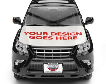 Custom Design Car Hood Cover by HOOD’s Flags – Upload Your Art, Logo, or Flag – Stretch Fit+  Fasteners – Perfect for Events & Branding
