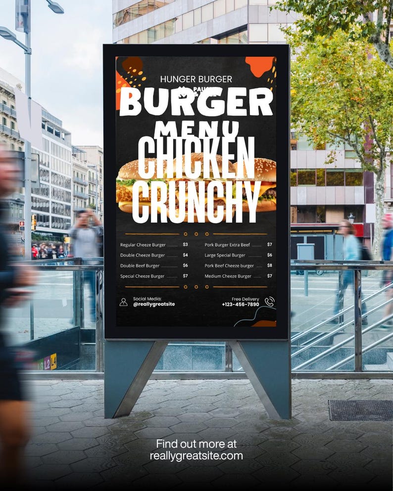 Burger Menu Template | Editable Canva Restaurant Menu | Printable Fast ...