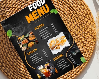 Bewerkbare restaurantmenusjabloon: café- en barcanvaontwerp (digitale download)