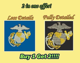 2 Marine Corp Stickmuster, Marine Tierärzte Stickmuster, Digitale Stickdateien, USA Marine sofort Download