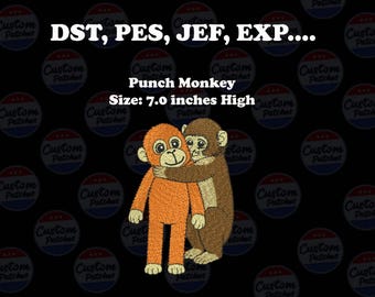 Stickdatei Affe Hug | Affen Stickdatei | DST PES JEF ExP | 7-Zoll-Maschinenstickerei-Muster | Sofort Download