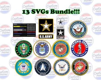 13 digitale bestanden Amerikaanse militaire logo's – leger, marine, luchtmacht, mariniers, kustwacht, ruimtemacht – vectorbestanden met hoge resolutie - downloaden