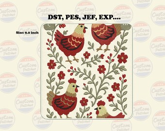 Huhn Stickdatei, Huhn 23 cm - Maschinenstickerei, digitale Datei - Instant Download