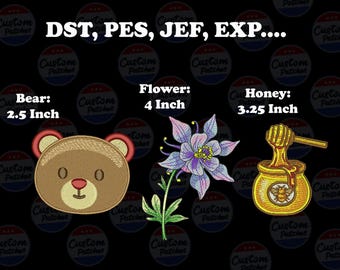 Süßer Bärenblumenhonig-Stickdesign-Paket | DST PES JEF ExP | Sofortiger Download Stickdateien - Maschinenstickerei