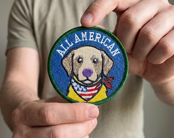 Dog Embroidered Iron On Patch, Cute Dog Logo Patch for Jacket, Dog Lover Gift, Pet Iron On Applique for Backpack Hat Jeans