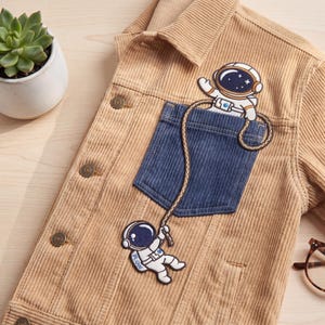 Parche personalizado para niños que quieren ser astronautas. Parche de bolsillo con ilusión óptica. Regalo para amantes del espacio. Kits de manualidades para niños. Ideas para el día de las profesiones.