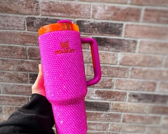 Bedazzled Hot Pink Rhinestone Stanley Quencher 40 oz - Full Bling Rhinestone Tumbler - For all Barbie & pink lovers!