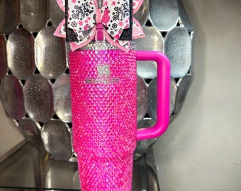 Bedazzled Barbie Pink Stanley Quencher 30 oz - Full Bling Rhinestone Tumbler - For all PINK & Barbie lovers!