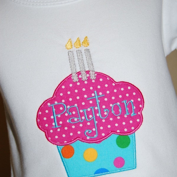 INSTANT DOWNLOAD, Machine Applique Design, Cupcake with One, Two and Three Candles