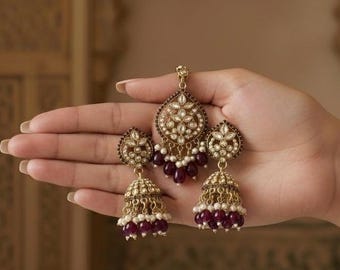 12 colour options! Earrings & Tikka Set | Traditional Indian Jewellery