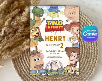 Editable Toy Story Invitation Template, Toy Story Birthday Party, 2nd Digital Invitation, Kids Birthday Party, Woody, Two Infinity & Beyond
