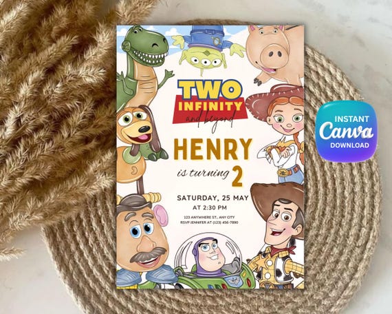 Editable Toy Story Invitation Template, Toy Story Birthday Party, 2nd Digital Invitation, Kids Birthday Party, Woody, Two Infinity & Beyond
