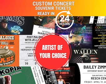 Entradas de concierto imprimibles personalizadas, descarga digital personalizada de entradas de concierto, regalo sorpresa para fiestas o aniversarios.