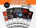 Custom Printable Concert Tickets, Download Digital Custom Personalized Concert Ticket Souvenir, Surprise Gift Holiday, Anniversary Gift