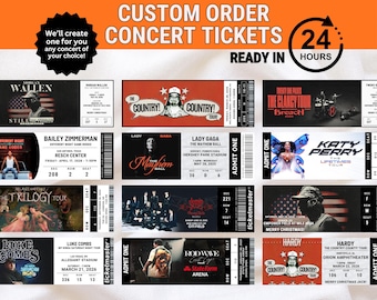 Biglietti per concerti stampabili personalizzati, scarica biglietti per concerti digitali personalizzati, souvenir, regalo a sorpresa per le feste, regalo di anniversario