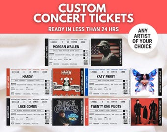 Biglietti per concerti personalizzati stampabili, scarica biglietti per concerti digitali personalizzati, souvenir, regalo a sorpresa per le festività, regalo di anniversario