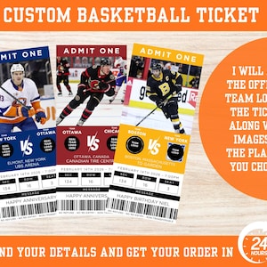 Custom Hockey Tickets, Surprise Gift Hockey Tickets, Customized Ticket, Hockey Game Gift Ticket, Sports Tickets, Personalized Ticket, Hockey