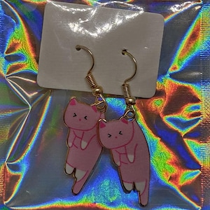 Pink Kitty Dangle Earrings