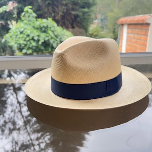Handwoven Genuine Panama Hat - Olive Green Ribbon & Lizard Brooch - Size 22 Olive Green Panama Hat | Panama Hats Made in Ecuador | Bleue main image 2