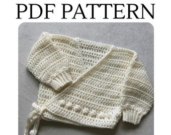 Crochet Baby Wrap Sweater Pattern - Sizes 0-24 months - Modern Fit Cardigan Pattern