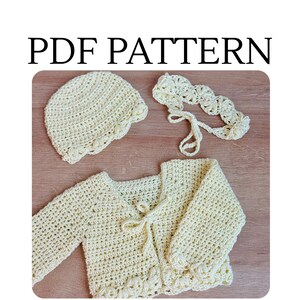 Spring Lotus Crochet Cardigan Set Pattern | Baby, Child Hat, Headband (PDF Download) Bild 1
