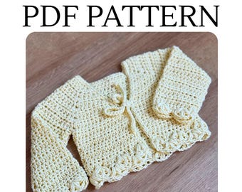 Spring Lotus Crochet Cardigan Pattern | Baby, Child Sizes 0-10 Years | Tie Front Sweater (PDF)