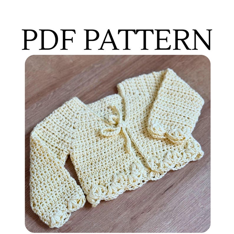 Spring Lotus Crochet Cardigan Pattern | Baby, Child Sizes 0-10 Years | Tie Front Sweater (PDF) immagine 1