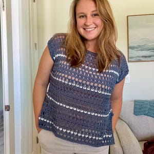 Saltwater Drift Top Crochet Pattern | Made-to-Measure Mesh Adult Summer Top imagen 6