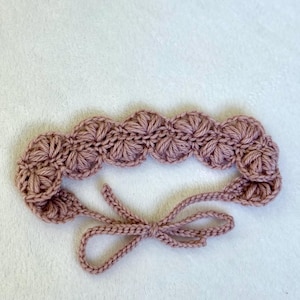 Mauve Pink Crochet Baby Cardigan Set with Matching Hat, Headband (6-12 Months) immagine 4