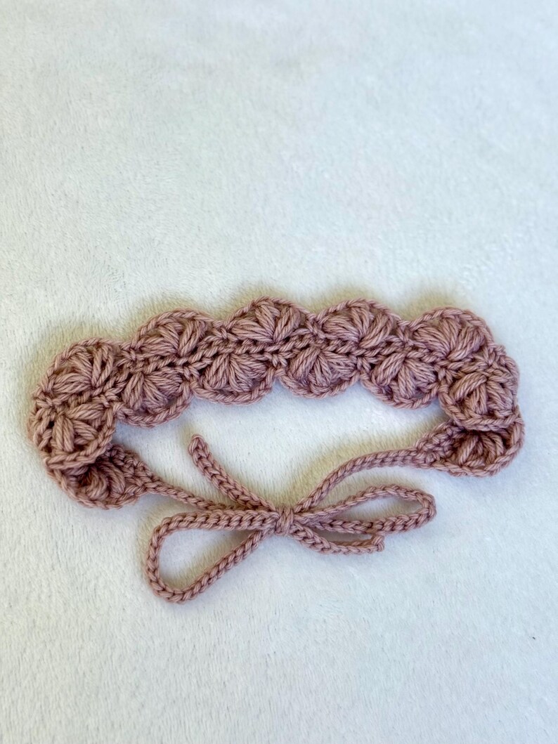 Mauve Pink Crochet Baby Cardigan Set with Matching Hat, Headband (6-12 Months) immagine 4