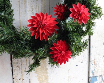 Ruby Red Holiday Ornaments, The Perfect Mothers day gift,  13 Paper Dahlia Flowers, Paper Anniversary, Paper Dahlia Valentine Ornaments