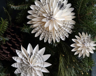 Alice in Wonderland & Through the Looking Glass 'Book Blossom' Dahlias, 16 Paper Flower Ornaments, Pages of Lewis Carroll's 1865 Classic