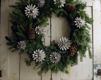 GunMetal Silver leaf Paper Dahlia Ornaments, 14 Paper Flower, Silver Wedding Anniversary Gift Set , One of a Kind Handmade Origami Flower