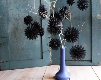 Black Dahlias, 14 Paper Flower Ornaments, delicate Black Paper Flowers, Origami Dahlia Flower, Holiday Gift set